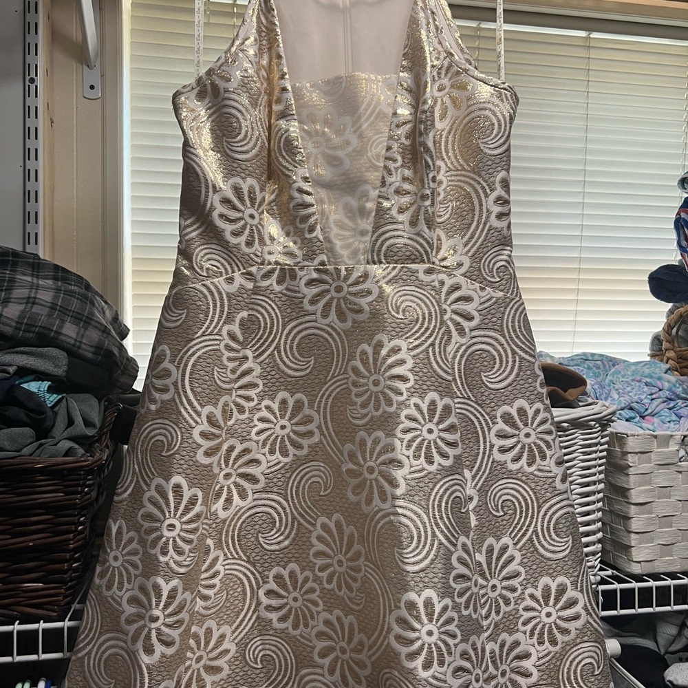 Lilly Pulitzer Gold Floral Backless Dress